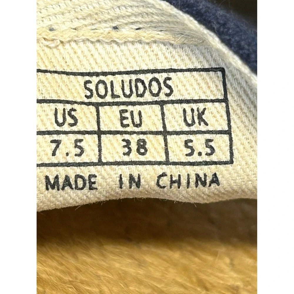 Soludos Navy Blue Citrus Fruit‎ Embroidered Espadrilles Size 7.5 Summer Shoe